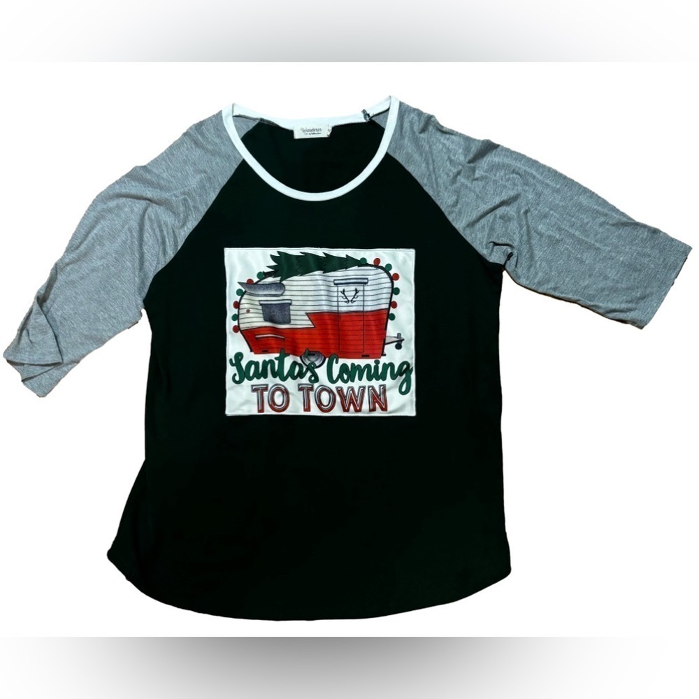 Women’s 3/4 Sleeve Santas Coming To Town Shirt